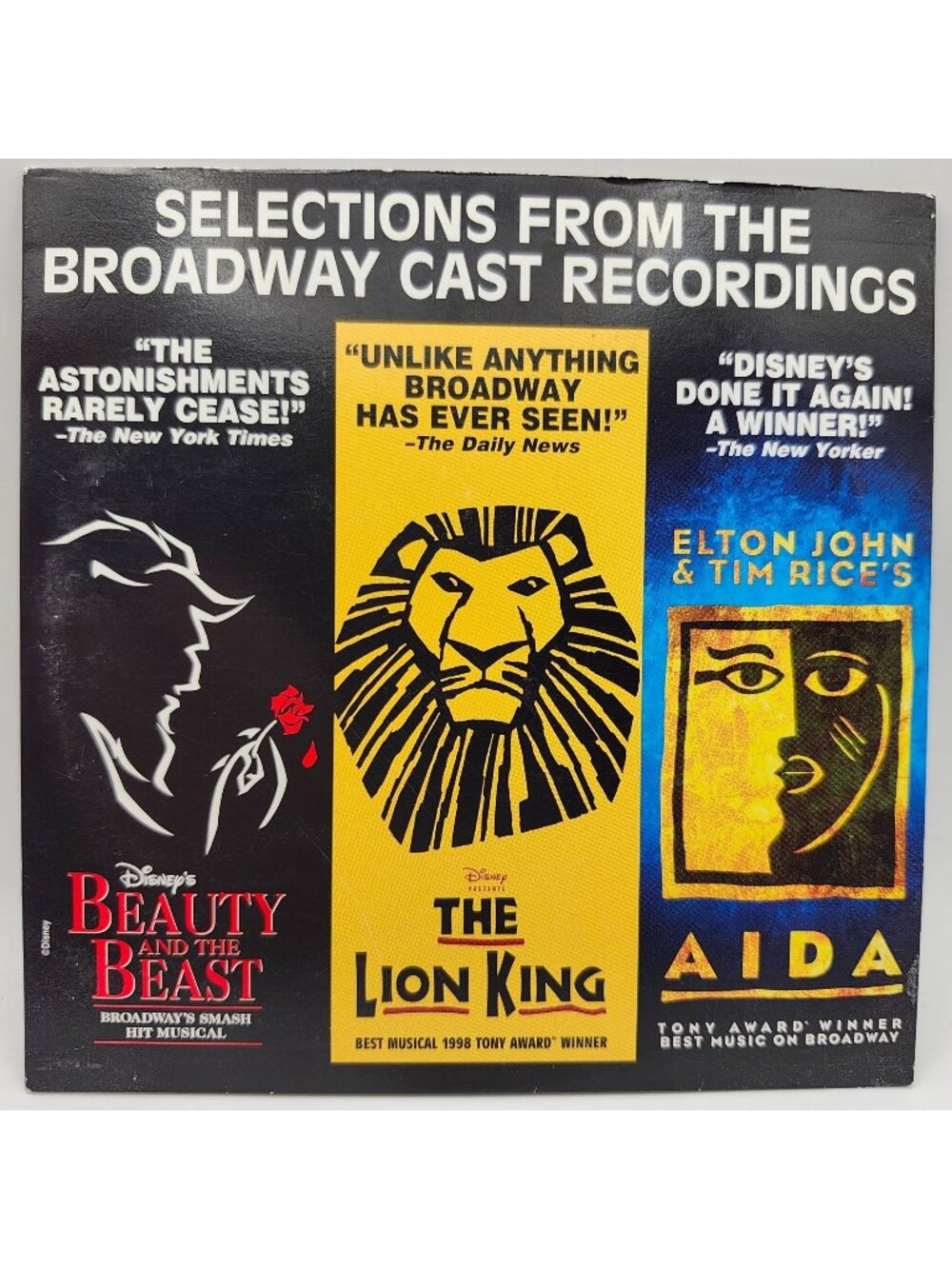 Disney Broadway Cast Recordings Beauty And The Beast The Lion King Aida Promo CD